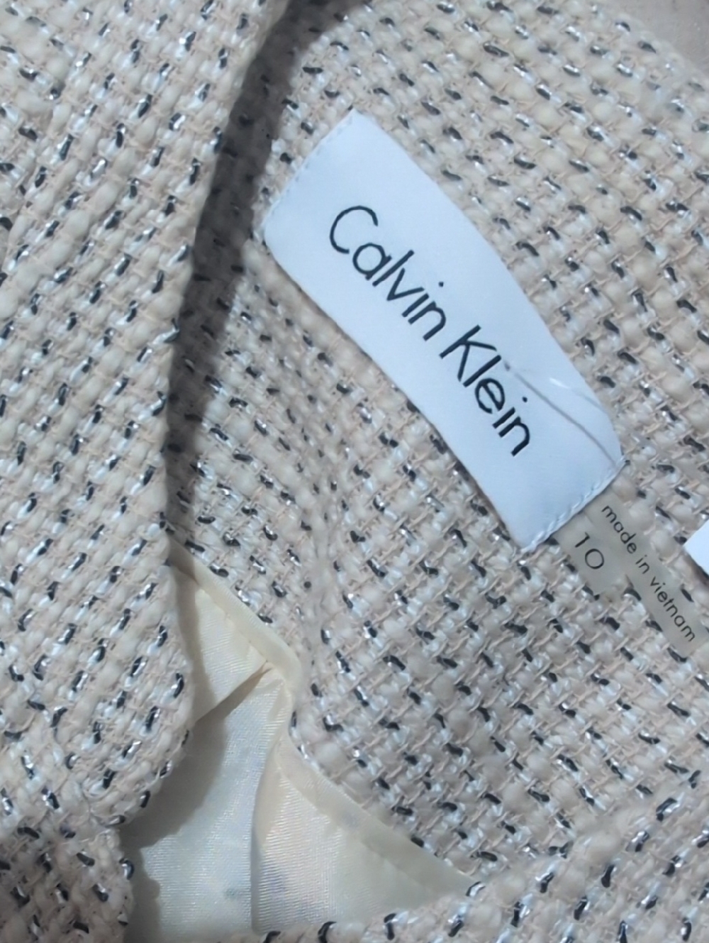 Neutral Cream Tweed CK Jacket Blazer - Classic Collar - Picture 4 of 4